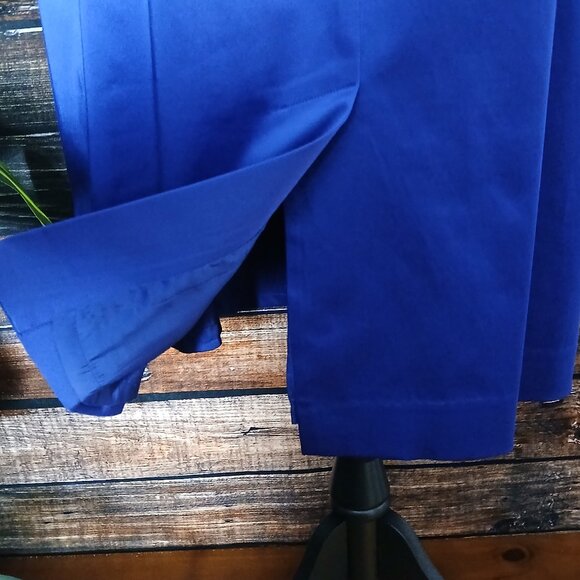 Talbots Woman Dress Plus Size 16 W Royal Blue Satin Sheath Draped Waist Formal - Picture 9 of 11